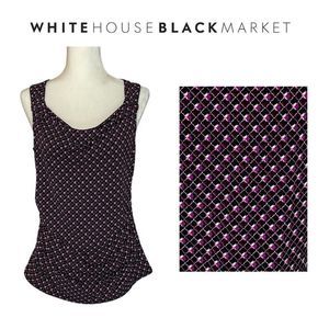 WHBM Black & Purple Abstract Circle Sleeveless Blouse